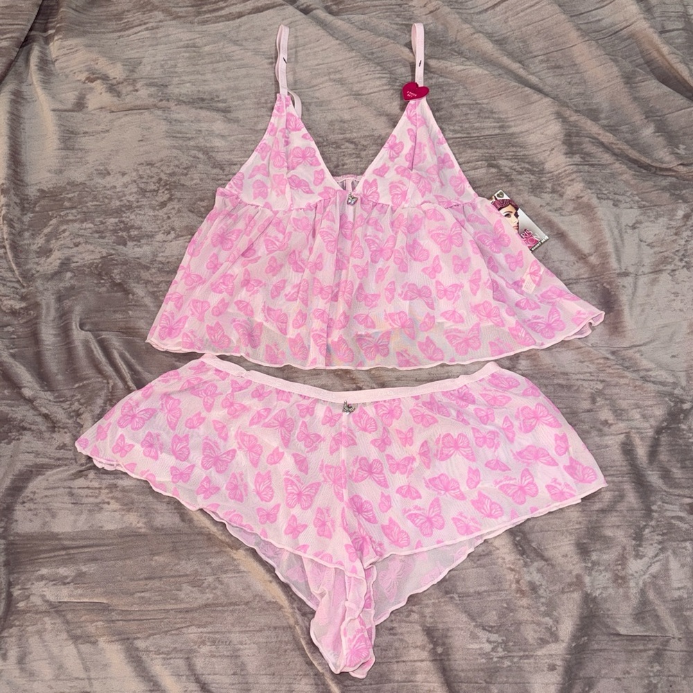 Pink Butterfly 🦋 Babydoll Lingerie Set (M)